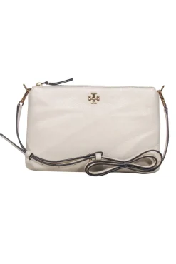 Tory Burch - Cream "Kira" Pebbled Leather Crossbody Bag