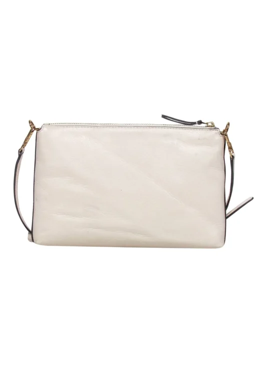 Tory Burch - Cream "Kira" Pebbled Leather Crossbody Bag