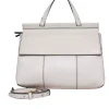 Tory Burch - Cream Leather Magnetic Closure Front Satchel