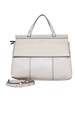 Tory Burch - Cream Leather Magnetic Closure Front Satchel