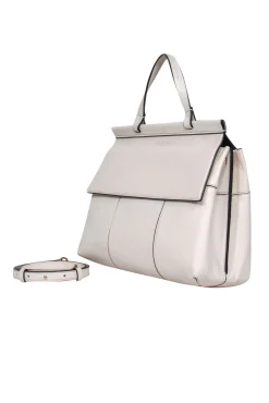 Tory Burch - Cream Leather Magnetic Closure Front Satchel