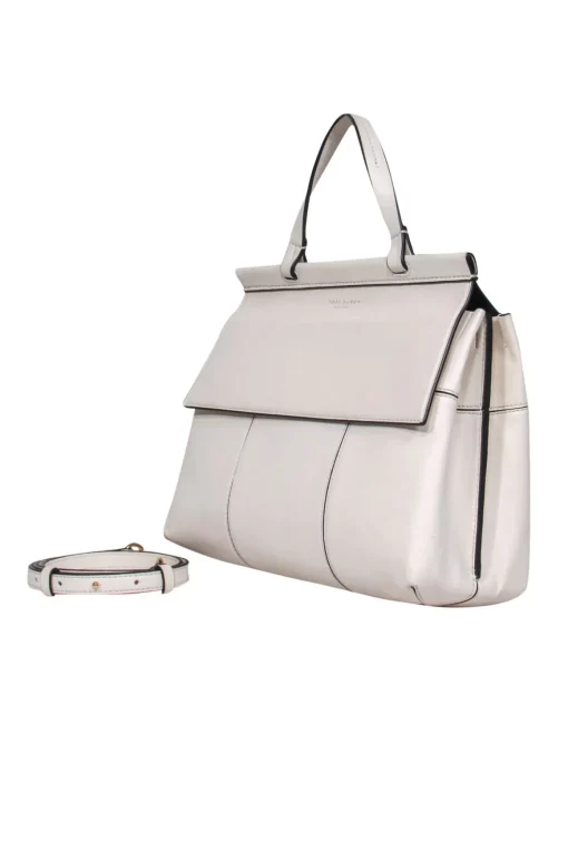 Tory Burch - Cream Leather Magnetic Closure Front Satchel