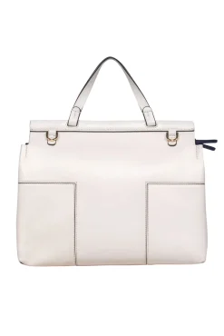 Tory Burch - Cream Leather Magnetic Closure Front Satchel