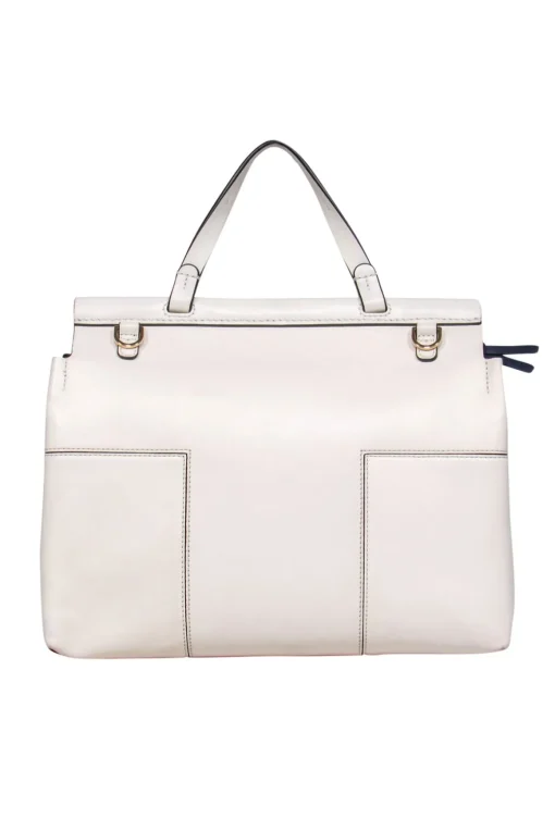 Tory Burch - Cream Leather Magnetic Closure Front Satchel