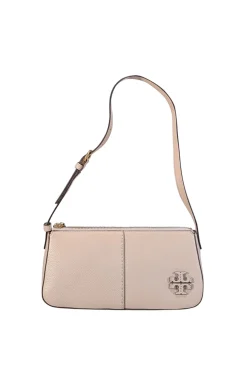 Tory Burch - Cream Pebbled Leather "McGraw Wedge" Shoulder Bag
