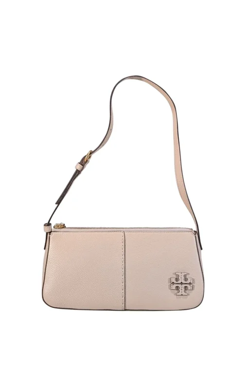 Tory Burch - Cream Pebbled Leather "McGraw Wedge" Shoulder Bag
