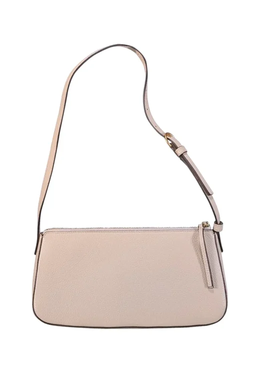 Tory Burch - Cream Pebbled Leather "McGraw Wedge" Shoulder Bag