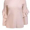 Tory Burch - Cream Wool Blend Ruffled Bell Sleeve Sweater Sz S