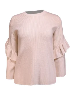 Tory Burch - Cream Wool Blend Ruffled Bell Sleeve Sweater Sz S