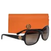 Tory Burch - Dark Brown Tortoise Shell Sunglasses w/ Logo Hardware