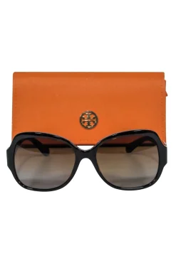 Tory Burch - Dark Brown Tortoise Shell Sunglasses w/ Logo Hardware