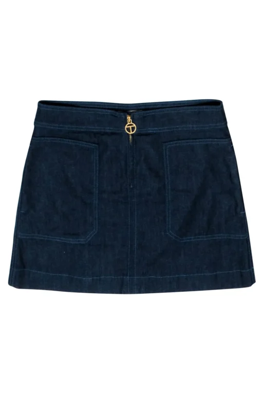 Tory Burch - Dark Wash Chambray Zipper Front Skirt Sz 6