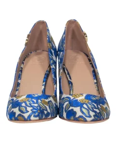 Tory Burch - "Elizabeth" Metallic Floral Brocade Round Toe Pump Sz 8