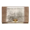 Tory Burch - Gold & Beige Leather & Suede Fold Over Clutch