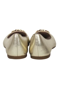 Tory Burch - Gold Leather Logo Toe Flats Sz 6.5