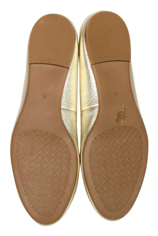 Tory Burch - Gold Leather Logo Toe Flats Sz 6.5