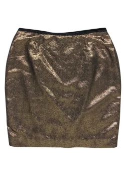 Tory Burch - Gold Metallic Pencil Skirt Sz 14