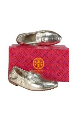 Tory Burch - Gold Metallic Leather Ballet Loafers Sz 9