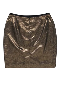 Tory Burch - Gold Metallic Pencil Skirt Sz 14