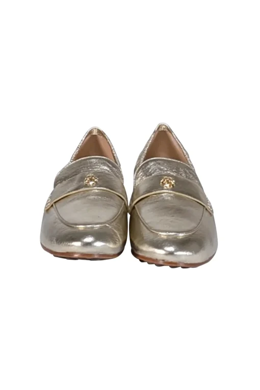 Tory Burch - Gold Metallic Leather Ballet Loafers Sz 9