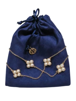 Tory Burch - Gold-Toned Chain & Pearl Clover Rope Necklace