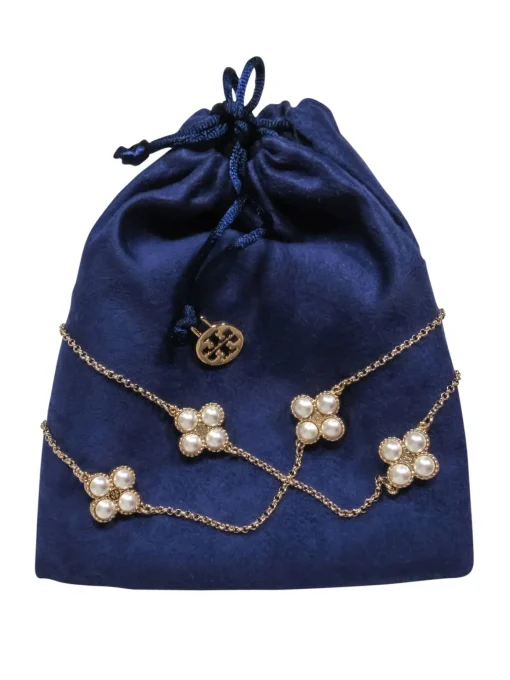 Tory Burch - Gold-Toned Chain & Pearl Clover Rope Necklace