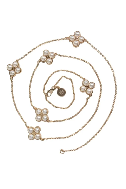 Tory Burch - Gold-Toned Chain & Pearl Clover Rope Necklace