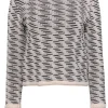 Tory Burch - Ivory & Black Textured Knit Wool Blend Sweater Sz S