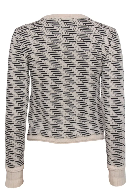 Tory Burch - Ivory & Black Textured Knit Wool Blend Sweater Sz S