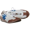 Tory Burch - Ivory, Brown & Beige Leather & Suede “Tory” Sneakers w/ Blue Logo Sz 8