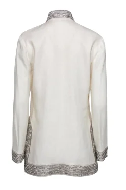 Tory Burch - Ivory Linen Tunic w/ Rhinestone Embellishment Sz 4