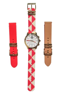 Tory Burch - Large Face Golden "ToryTrack" Hybrid Smartwatch w/ Multiple Straps