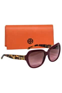 Tory Burch - Maroon Round Large Sunglasses
