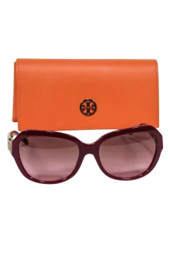 Tory Burch - Maroon Round Large Sunglasses