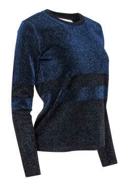 Tory Burch - Navy & Black Sparkly Metallic Crewneck Sweater Sz S