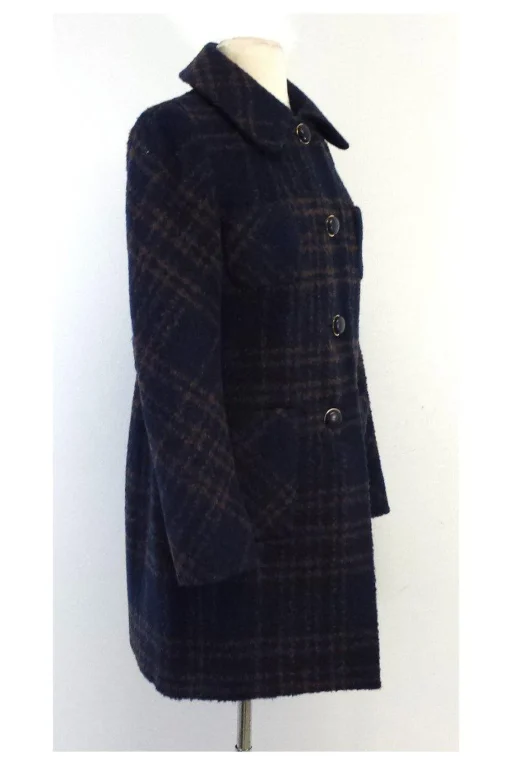 Tory Burch - Navy & Brown Denise Plaid Boucle Coat Sz 2