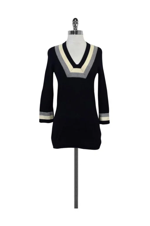Tory Burch - Navy & Cream Wool Sweater Sz XS