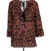 Tory Burch - Navy & Rust Orange Print Top Sz 8