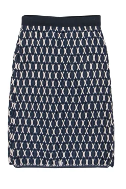 Tory Burch - Navy & White Crochet Pencil Skirt Sz 2