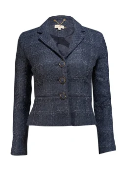 Tory Burch - Navy Boucle Triple Button Front Blazer Sz 0