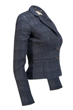 Tory Burch - Navy Boucle Triple Button Front Blazer Sz 0