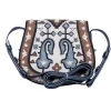 Tory Burch - Navy, Cream, & Tan Print Leather Crossbody Bag