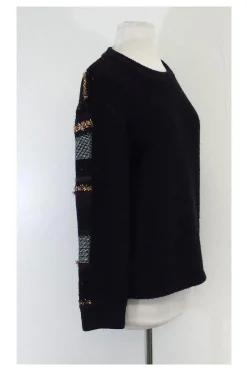 Tory Burch - Navy Metallic Striped Sweater Sz M
