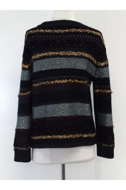 Tory Burch - Navy Metallic Striped Sweater Sz M