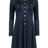 Tory Burch - Navy Silk Pleated Shirt Dress Sz S