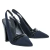 Tory Burch - Navy Wool Felt Pointed Toe Slingback Pumps Sz 9