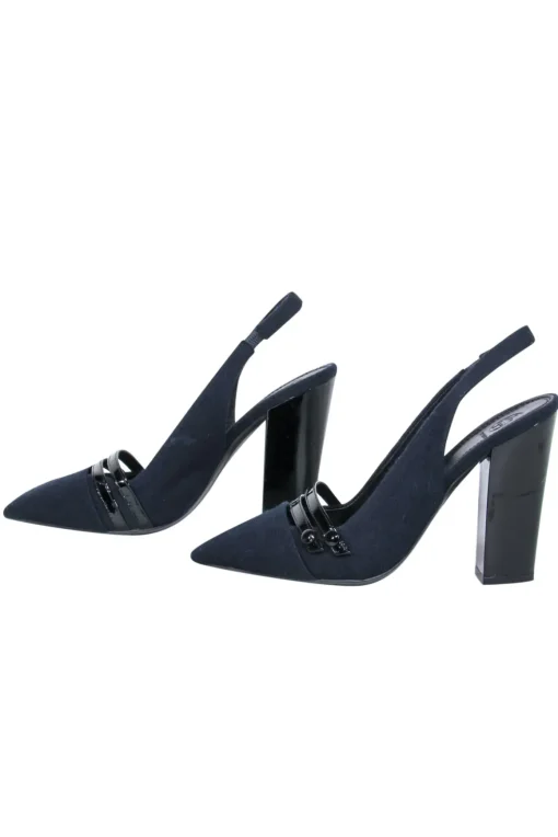 Tory Burch - Navy Wool Felt Pointed Toe Slingback Pumps Sz 9
