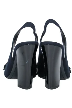 Tory Burch - Navy Wool Felt Pointed Toe Slingback Pumps Sz 9