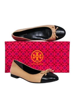 Tory Burch - Nude & Black Leather Ballet Flats Sz 8.5