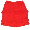 Tory Burch - Red Orange Floral Textured Ruffle Trim Skirt Sz S